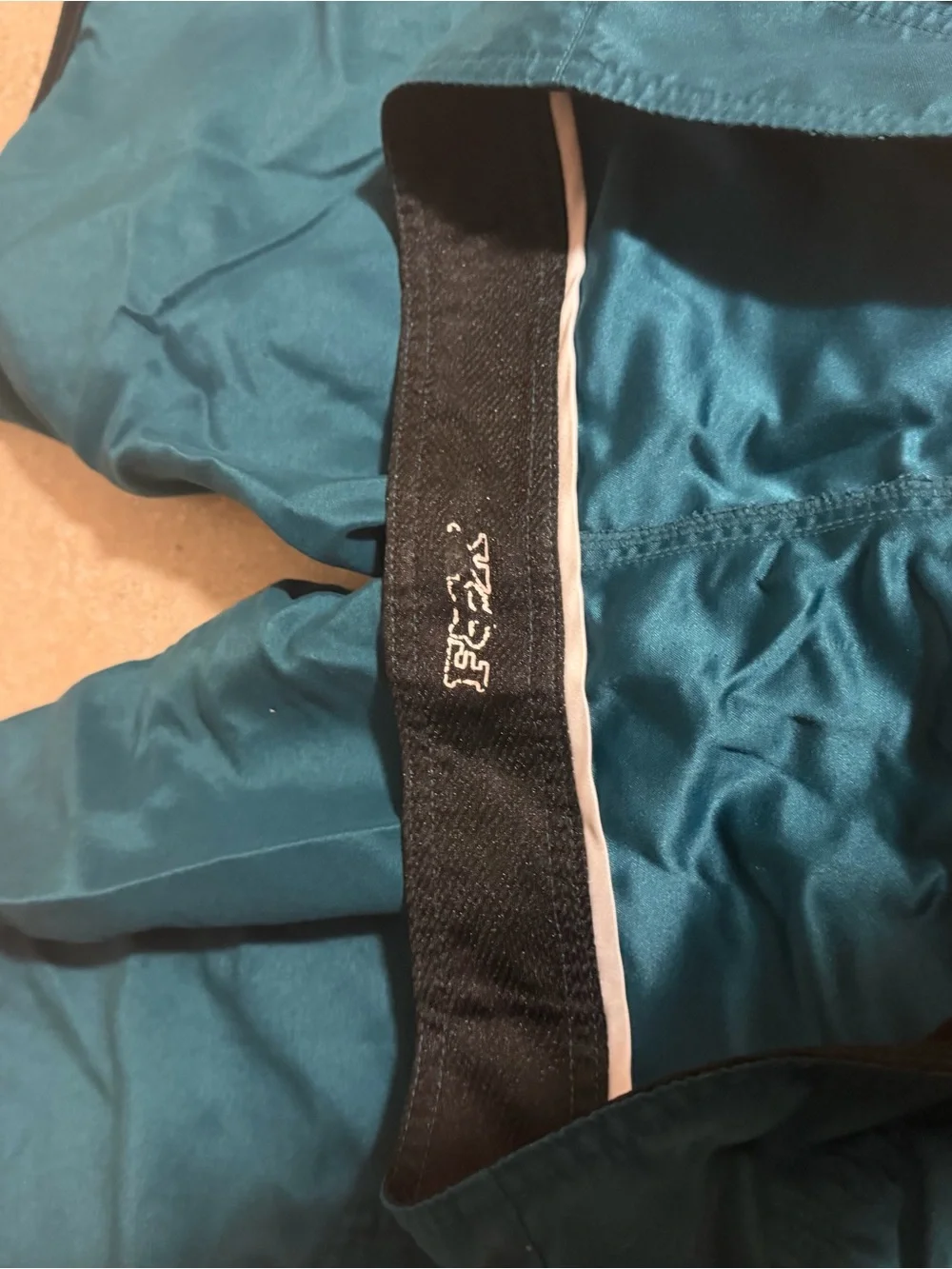 Fox Men’s Teal Swim Trunks with Neon Lime and Gray Logo